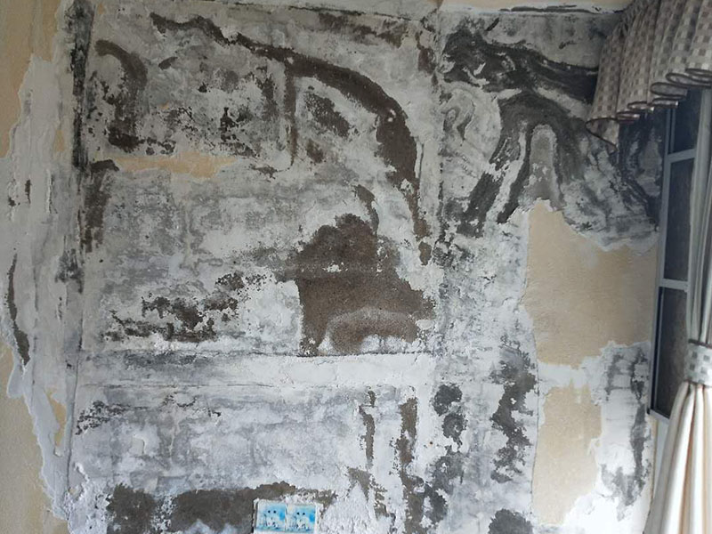 高空外墻防水：外墻面洞和較大裂縫防水密封前用噴水槍等工具將待治理的外墻面、伸縮縫、窗框等部位清理干凈，使施工的外墻面及縫、孔、洞部位達(dá)到無(wú)油、無(wú)塵土、無(wú)水泥松散顆粒等雜物。   待其干燥后，將孔、洞、縫用防水密封材料嵌填密實(shí)，并達(dá)到與原顏色一致，再用快速堵漏靈和透明防水膠膜進(jìn)行精心施工。整體條形瓷磚外墻面防水，采用高效環(huán)保型憎水進(jìn)行精心施工。該材料具有防水性能優(yōu)異、透氣性能良好、施工方便、使用安全、質(zhì)量可靠、耐久性好等特點(diǎn)。