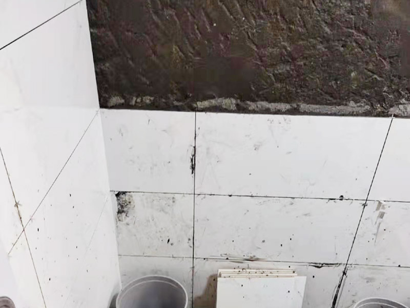 衛(wèi)生間墻面貼磚施工：首先應(yīng)除去基層表面的污垢，油漬，浮灰;除去基層上所有涂料層，膩?zhàn)訉?如果基層未能達(dá)到平整度要求，需對基層進(jìn)行預(yù)先的找平處理。鋪貼瓷磚前需事先找好垂直線，以此為基準(zhǔn)鋪貼的瓷磚高低均勻、垂直美觀;此外，施工前在墻體四周需彈出標(biāo)高控制線，在地面彈出十字線，以控制地磚分隔尺寸。加水后將粘結(jié)劑漿料攪拌至潤滑均勻，無明顯塊狀或糊狀結(jié)塊，攪拌后的漿料靜置5-10分鐘后再稍加攪拌1-2分鐘即可使用。將調(diào)制好的漿料均勻地抹在瓷磚背面，要求漿料飽滿。將瓷磚平整地鋪貼在基層上，使用橡膠錘將瓷磚拍實(shí)鋪平。施工過程中，可小幅度轉(zhuǎn)動瓷磚，使?jié){料與瓷磚背面充分接觸。